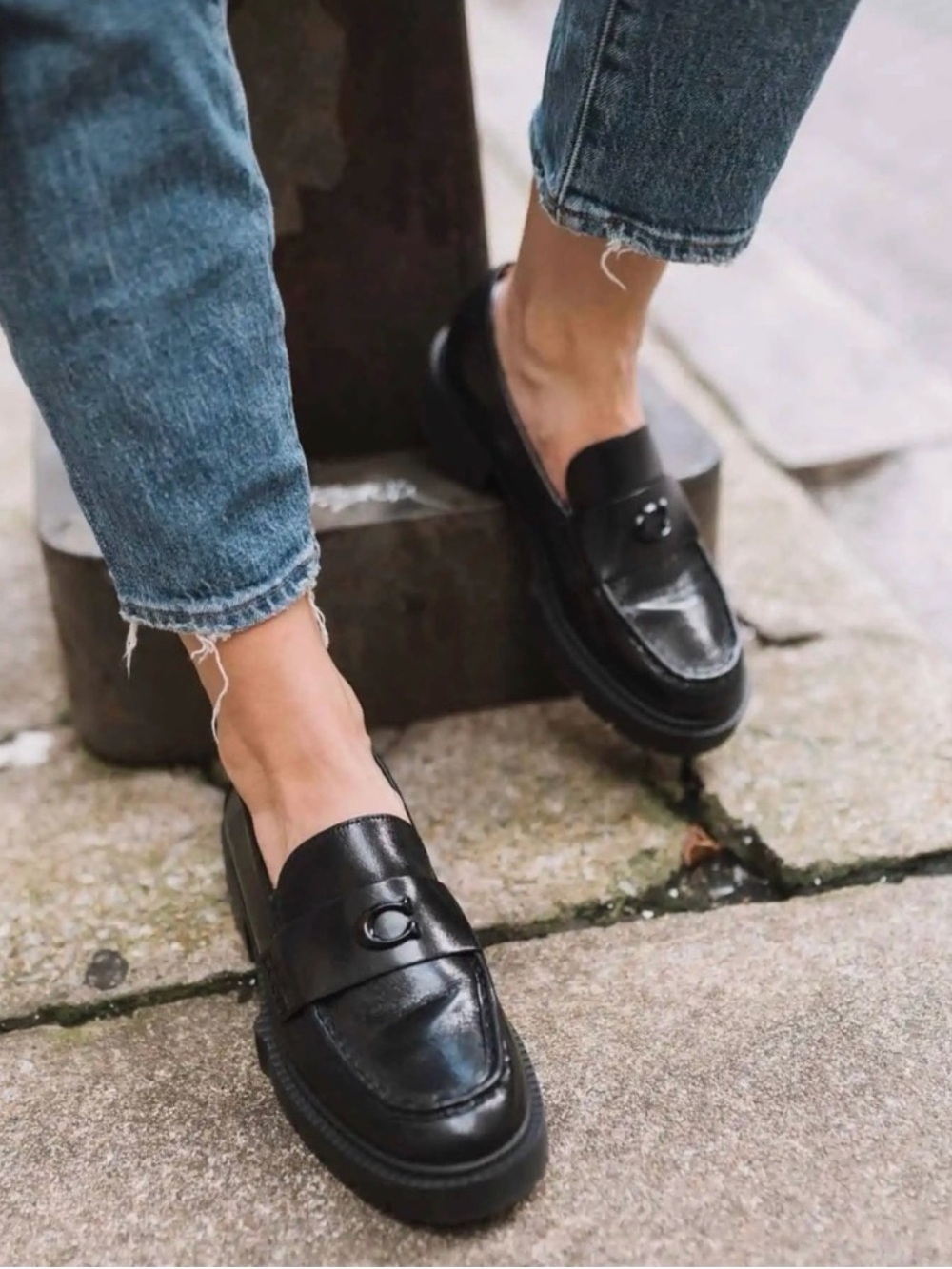 Coach Black Platform Loafers Womens